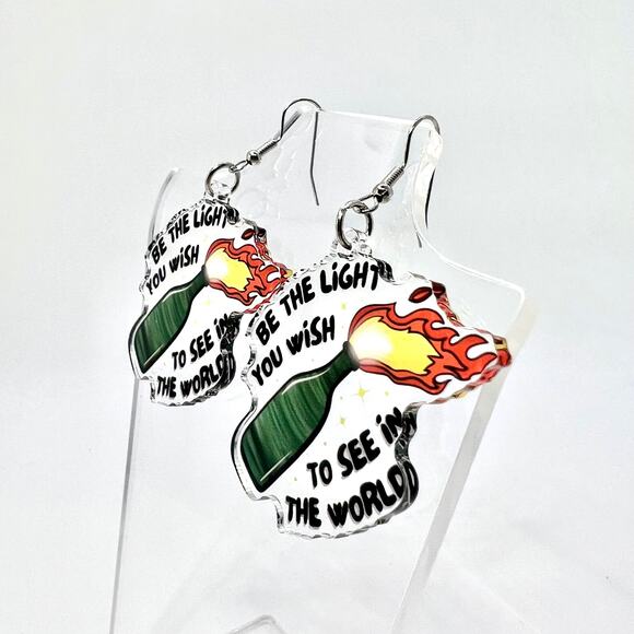 Fire Flame Earrings - Bold Statement Jewelry - Trendy Y2K Funny Accessory - Picture 5 of 8